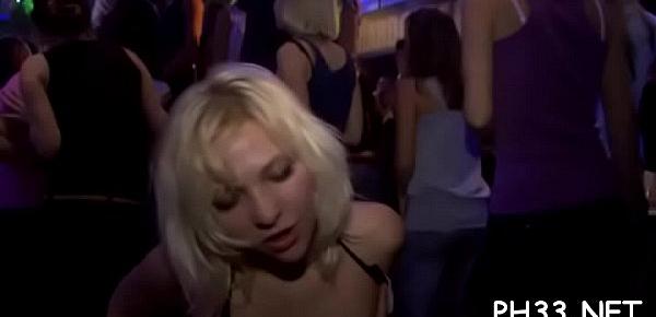  Drunk cheeks in club engulfing dick while somebody fucking their love tunnel